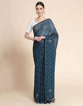 Sequence Teal Saree With Unstiched Blouse Piece-MWPK-161-TEAL